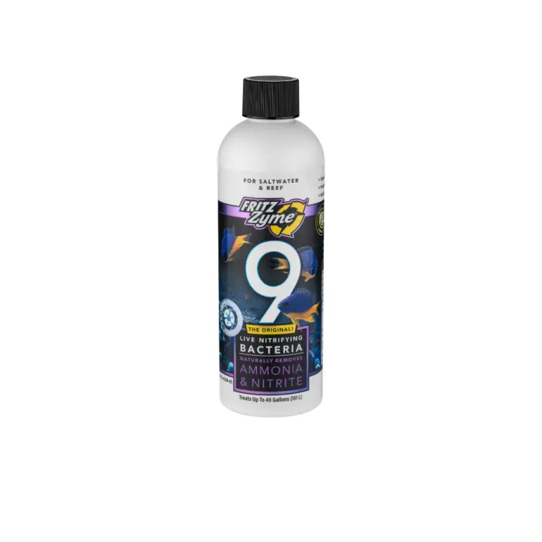 FritzZyme 9, saltwater nitrifying bacteria, live nitrifying bacteria, marine biofilter starter, aquarium cycle booster, ammonia remover bacteria, nitrite detoxifier, reef tank bacteria, brackish aquarium bacteria, no-refrigeration bacteria, low-salinity safe bacteria